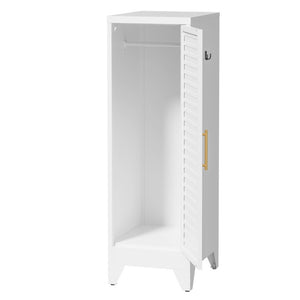 English Elm 47.2 Inch Slim Steel Wardrobe with Louvered Door Hanging Rail for Dorm or Apartment T2398P507522
