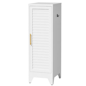 English Elm 47.2 Inch Slim Steel Wardrobe with Louvered Door Hanging Rail for Dorm or Apartment T2398P507522