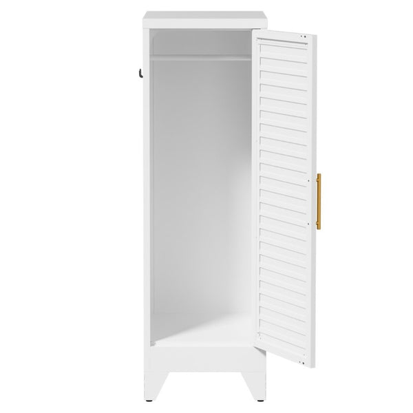 English Elm 47.2 Inch Slim Steel Wardrobe with Louvered Door Hanging Rail for Dorm or Apartment T2398P507522