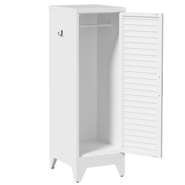 English Elm 47.2 Inch Slim Steel Wardrobe with Louvered Door Hanging Rail for Dorm or Apartment T2398P507522