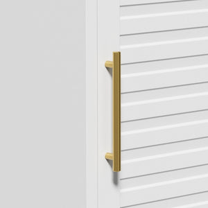 English Elm 47.2 Inch Slim Steel Wardrobe with Louvered Door Hanging Rail for Dorm or Apartment T2398P507522