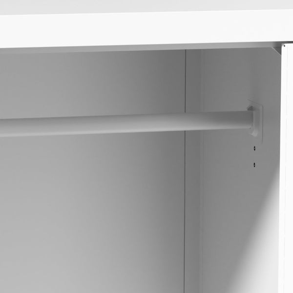 English Elm 47.2 Inch Slim Steel Wardrobe with Louvered Door Hanging Rail for Dorm or Apartment T2398P507522