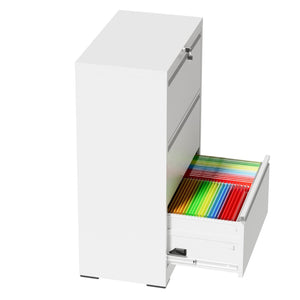 English Elm 3 Drawer Lateral Steel File Cabinet with Lock Smooth Ball Bearing Home Office Storage White T2398P507524