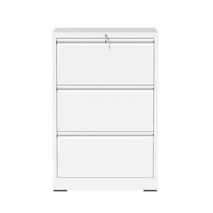 English Elm 3 Drawer Lateral Steel File Cabinet with Lock Smooth Ball Bearing Home Office Storage White T2398P507524