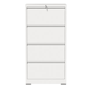English Elm 4 Drawer Lateral Steel Filing Cabinet with Lock for Home Office Document Storage White T2398P507526