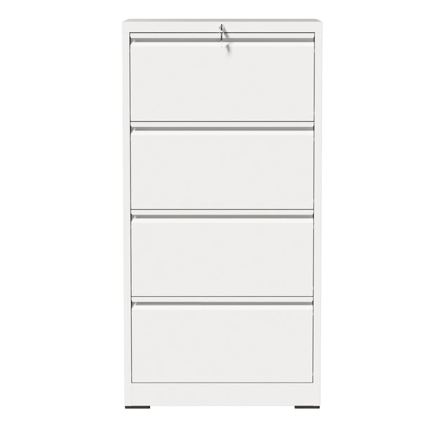 English Elm 4 Drawer Lateral Steel Filing Cabinet with Lock for Home Office Document Storage White T2398P507526
