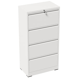 English Elm 4 Drawer Lateral Steel Filing Cabinet with Lock for Home Office Document Storage White T2398P507526