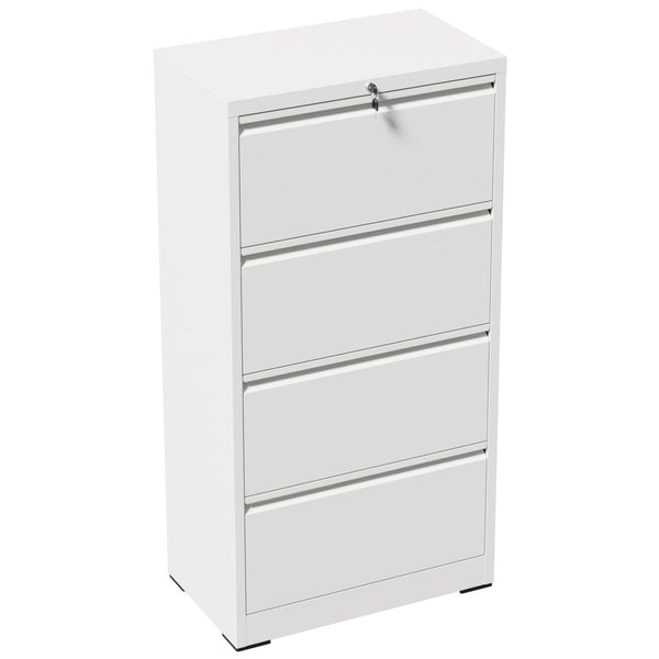 English Elm 4 Drawer Lateral Steel Filing Cabinet with Lock for Home Office Document Storage White T2398P507526