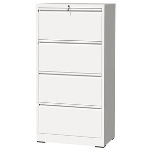 English Elm 4 Drawer Lateral Steel Filing Cabinet with Lock for Home Office Document Storage White T2398P507526