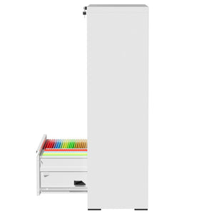 English Elm 4 Drawer Lateral Steel Filing Cabinet with Lock for Home Office Document Storage White T2398P507526