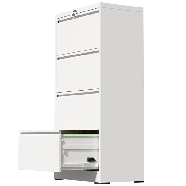 English Elm 4 Drawer Lateral Steel Filing Cabinet with Lock for Home Office Document Storage White T2398P507526