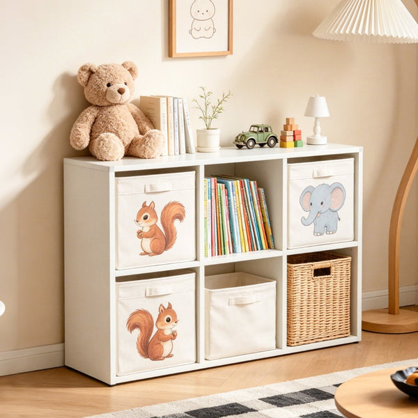 English Elm Book Shelf Six Cube Metal Organizer Matte White Grid Storage for Home Office T2398P511727