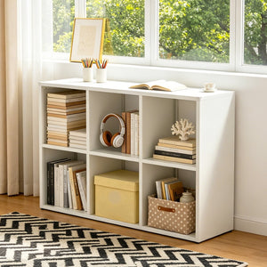English Elm Book Shelf Six Cube Metal Organizer Matte White Grid Storage for Home Office T2398P511727