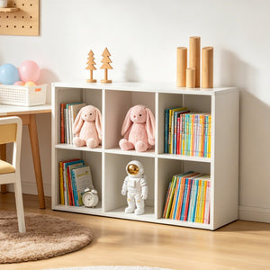 English Elm Book Shelf Six Cube Metal Organizer Matte White Grid Storage for Home Office T2398P511727