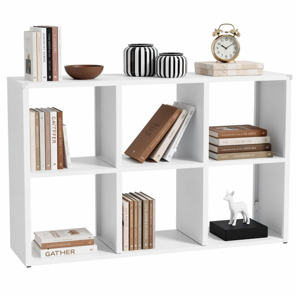 English Elm Book Shelf Six Cube Metal Organizer Matte White Grid Storage for Home Office T2398P511727