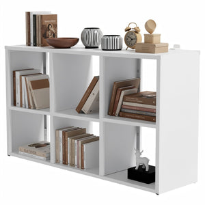 English Elm Book Shelf Six Cube Metal Organizer Matte White Grid Storage for Home Office T2398P511727