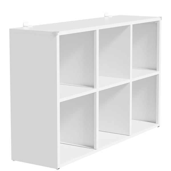 English Elm Book Shelf Six Cube Metal Organizer Matte White Grid Storage for Home Office T2398P511727