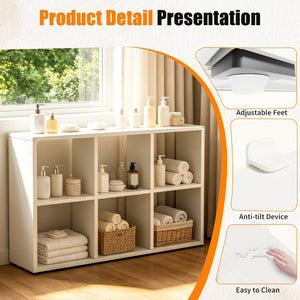 English Elm Book Shelf Six Cube Metal Organizer Matte White Grid Storage for Home Office T2398P511727
