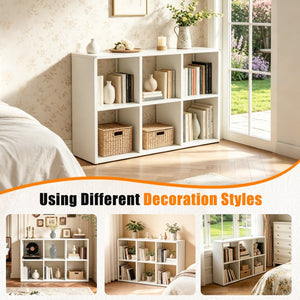 English Elm Book Shelf Six Cube Metal Organizer Matte White Grid Storage for Home Office T2398P511727