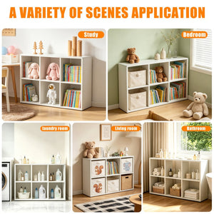 English Elm Book Shelf Six Cube Metal Organizer Matte White Grid Storage for Home Office T2398P511727