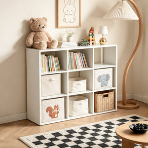 English Elm Book Shelf Metal 9 Cube Organizer Matte White Storage for Living Room or Office T2398P511728