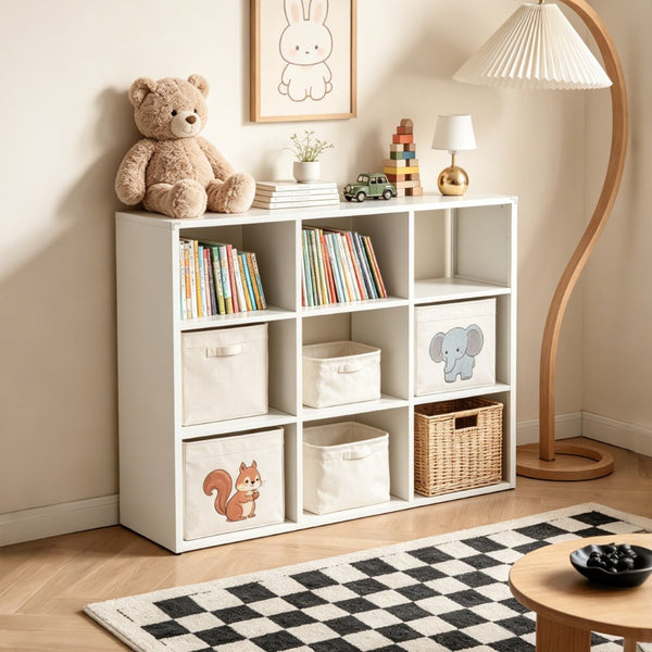 English Elm Book Shelf Metal 9 Cube Organizer Matte White Storage for Living Room or Office T2398P511728
