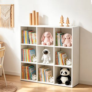 English Elm Book Shelf Metal 9 Cube Organizer Matte White Storage for Living Room or Office T2398P511728