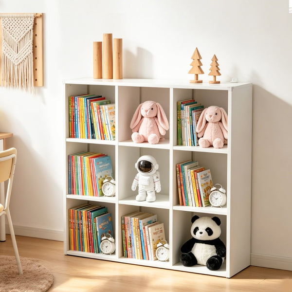 English Elm Book Shelf Metal 9 Cube Organizer Matte White Storage for Living Room or Office T2398P511728