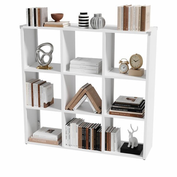 English Elm Book Shelf Metal 9 Cube Organizer Matte White Storage for Living Room or Office T2398P511728