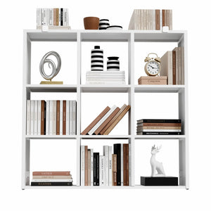 English Elm Book Shelf Metal 9 Cube Organizer Matte White Storage for Living Room or Office T2398P511728