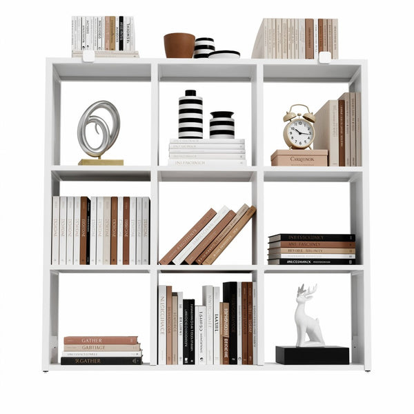 English Elm Book Shelf Metal 9 Cube Organizer Matte White Storage for Living Room or Office T2398P511728