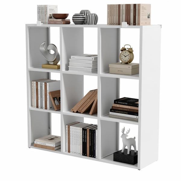English Elm Book Shelf Metal 9 Cube Organizer Matte White Storage for Living Room or Office T2398P511728
