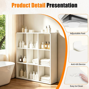 English Elm Book Shelf Metal 9 Cube Organizer Matte White Storage for Living Room or Office T2398P511728