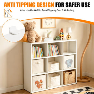 English Elm Book Shelf Metal 9 Cube Organizer Matte White Storage for Living Room or Office T2398P511728