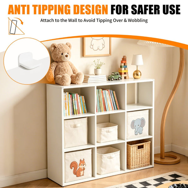 English Elm Book Shelf Metal 9 Cube Organizer Matte White Storage for Living Room or Office T2398P511728