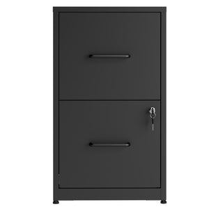English Elm 2 Drawer Locking Steel Vertical File Cabinet for Under Desk Home Office Storage Black Without Wheels T2398P544576