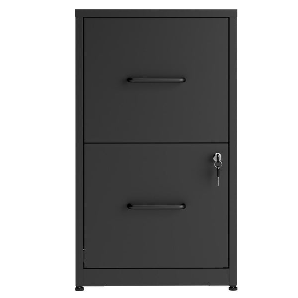 English Elm 2 Drawer Locking Steel Vertical File Cabinet for Under Desk Home Office Storage Black Without Wheels T2398P544576