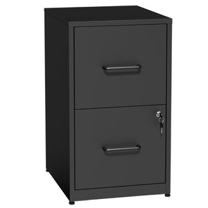 English Elm 2 Drawer Locking Steel Vertical File Cabinet for Under Desk Home Office Storage Black Without Wheels T2398P544576