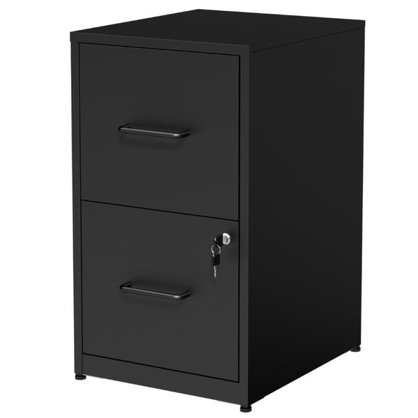 English Elm 2 Drawer Locking Steel Vertical File Cabinet for Under Desk Home Office Storage Black Without Wheels T2398P544576