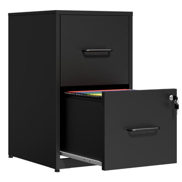 English Elm 2 Drawer Locking Steel Vertical File Cabinet for Under Desk Home Office Storage Black Without Wheels T2398P544576
