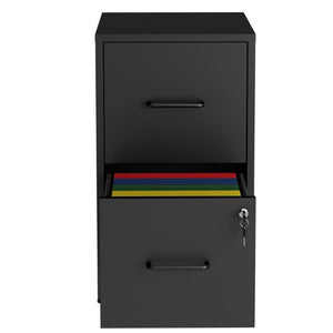 English Elm 2 Drawer Locking Steel Vertical File Cabinet for Under Desk Home Office Storage Black Without Wheels T2398P544576