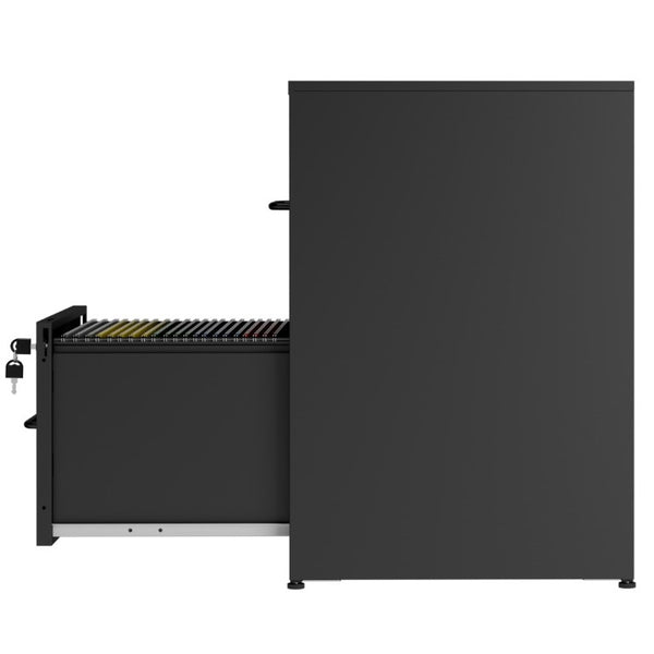 English Elm 2 Drawer Locking Steel Vertical File Cabinet for Under Desk Home Office Storage Black Without Wheels T2398P544576