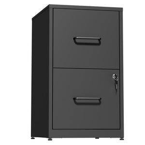English Elm 2 Drawer Locking Steel Vertical File Cabinet for Under Desk Home Office Storage Black Without Wheels T2398P544576