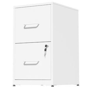 English Elm 2 Drawer Locking Steel Vertical File Cabinet for Under Desk Home Office Storage White Without Wheels T2398P544577