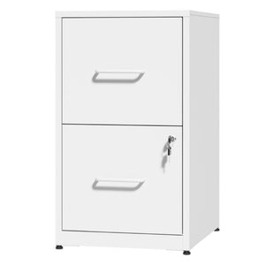 English Elm 2 Drawer Locking Steel Vertical File Cabinet for Under Desk Home Office Storage White Without Wheels T2398P544577