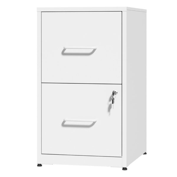 English Elm 2 Drawer Locking Steel Vertical File Cabinet for Under Desk Home Office Storage White Without Wheels T2398P544577