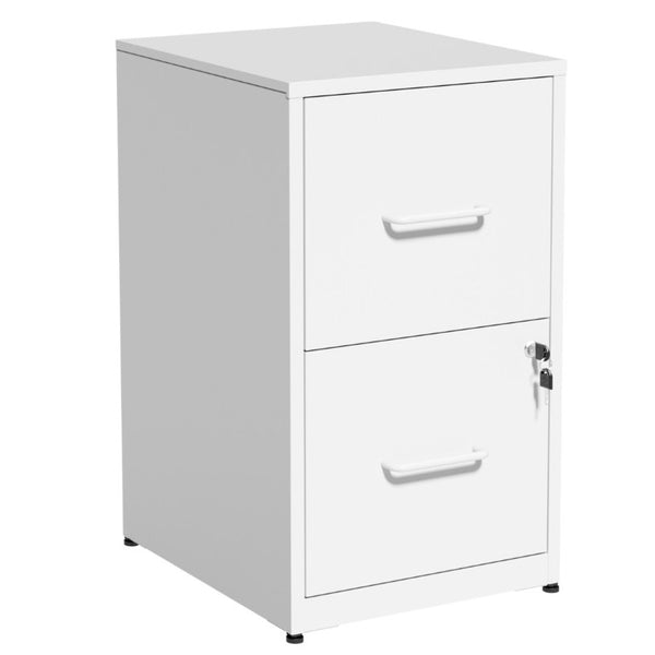 English Elm 2 Drawer Locking Steel Vertical File Cabinet for Under Desk Home Office Storage White Without Wheels T2398P544577