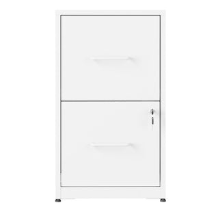 English Elm 2 Drawer Locking Steel Vertical File Cabinet for Under Desk Home Office Storage White Without Wheels T2398P544577