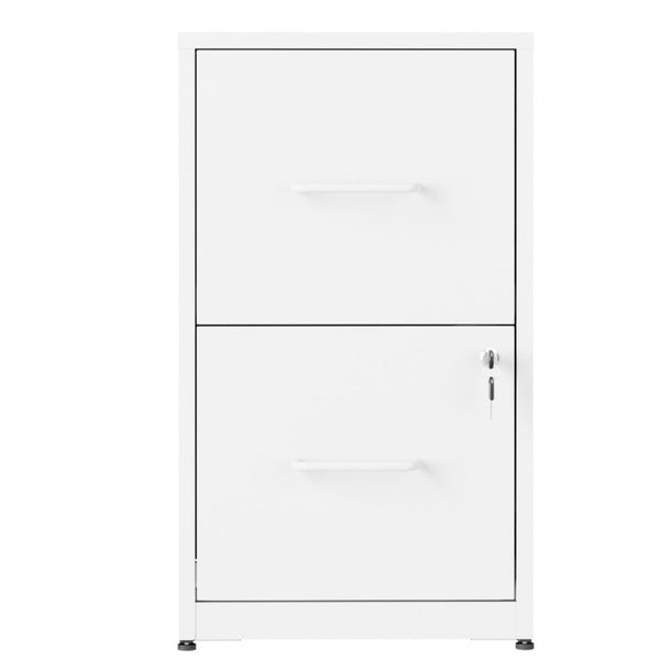 English Elm 2 Drawer Locking Steel Vertical File Cabinet for Under Desk Home Office Storage White Without Wheels T2398P544577