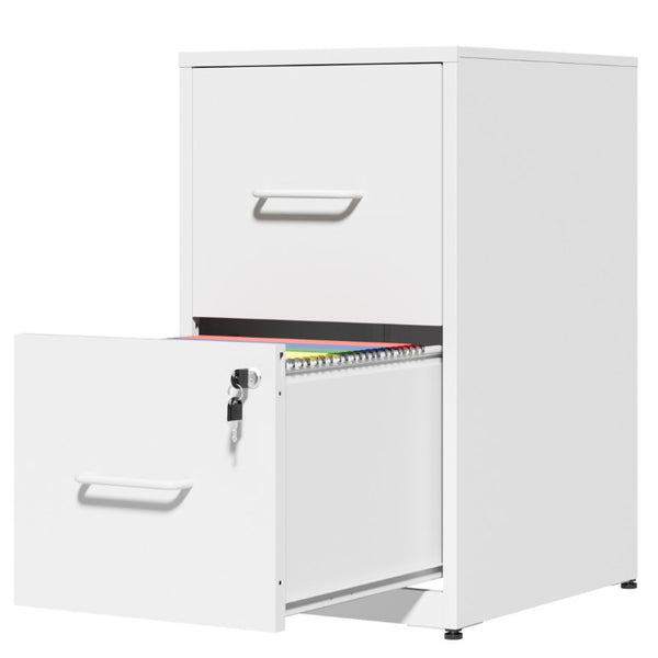 English Elm 2 Drawer Locking Steel Vertical File Cabinet for Under Desk Home Office Storage White Without Wheels T2398P544577